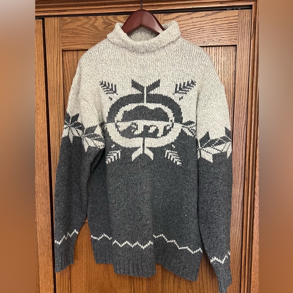 Men's Gray Patterned Crewneck Sweater